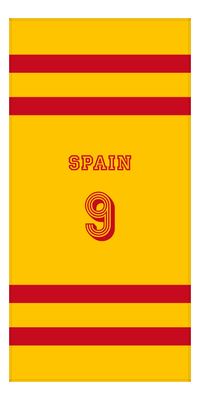 Thumbnail for Personalized Jersey Number 1-on-1 Stripes Sports Beach Towel - Spain - Vertical Design - Front View