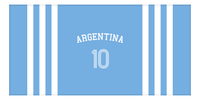 Thumbnail for Personalized Jersey Number 2-on-1 Stripes Sports Beach Towel with Arched Name - Argentina - Horizontal Design - Front View