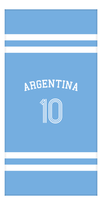 Thumbnail for Personalized Jersey Number 2-on-none Stripes Sports Beach Towel with Arched Name - Argentina - Vertical Design - Front View