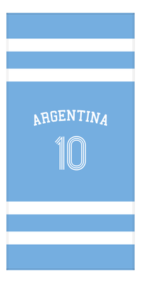Thumbnail for Personalized Jersey Number 1-on-1 Stripes Sports Beach Towel with Arched Name - Argentina - Vertical Design - Front View