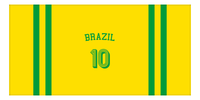 Thumbnail for Personalized Jersey Number 2-on-none Stripes Sports Beach Towel with Arched Name - Brazil - Horizontal Design - Front View