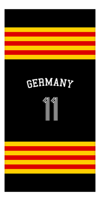Thumbnail for Personalized Jersey Number 3-on-1 Stripes Sports Beach Towel with Arched Name - Germany - Vertical Design - Front View