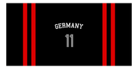 Thumbnail for Personalized Jersey Number 2-on-none Stripes Sports Beach Towel with Arched Name - Germany - Horizontal Design - Front View