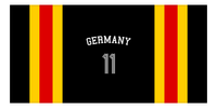 Thumbnail for Personalized Jersey Number 1-on-1 Stripes Sports Beach Towel with Arched Name - Germany - Horizontal Design - Front View