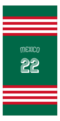 Thumbnail for Personalized Jersey Number 3-on-1 Stripes Sports Beach Towel with Arched Name - Mexico - Vertical Design - Front View