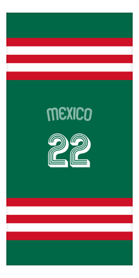 Thumbnail for Personalized Jersey Number 2-on-1 Stripes Sports Beach Towel with Arched Name - Mexico - Vertical Design - Front View