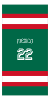 Thumbnail for Personalized Jersey Number 1-on-1 Stripes Sports Beach Towel with Arched Name - Mexico - Vertical Design - Front View