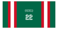 Thumbnail for Personalized Jersey Number 1-on-1 Stripes Sports Beach Towel with Arched Name - Mexico - Horizontal Design - Front View