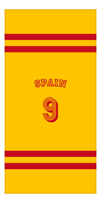 Thumbnail for Personalized Jersey Number 2-on-none Stripes Sports Beach Towel with Arched Name - Spain - Vertical Design - Front View