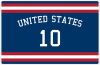 Thumbnail for Personalized Jersey Number Placemat - Arched Name - USA - Single Stripe -  View