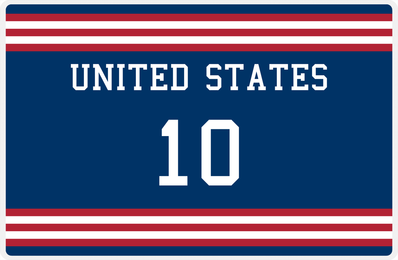 Personalized Jersey Number Placemat - USA - Double Stripe -  View
