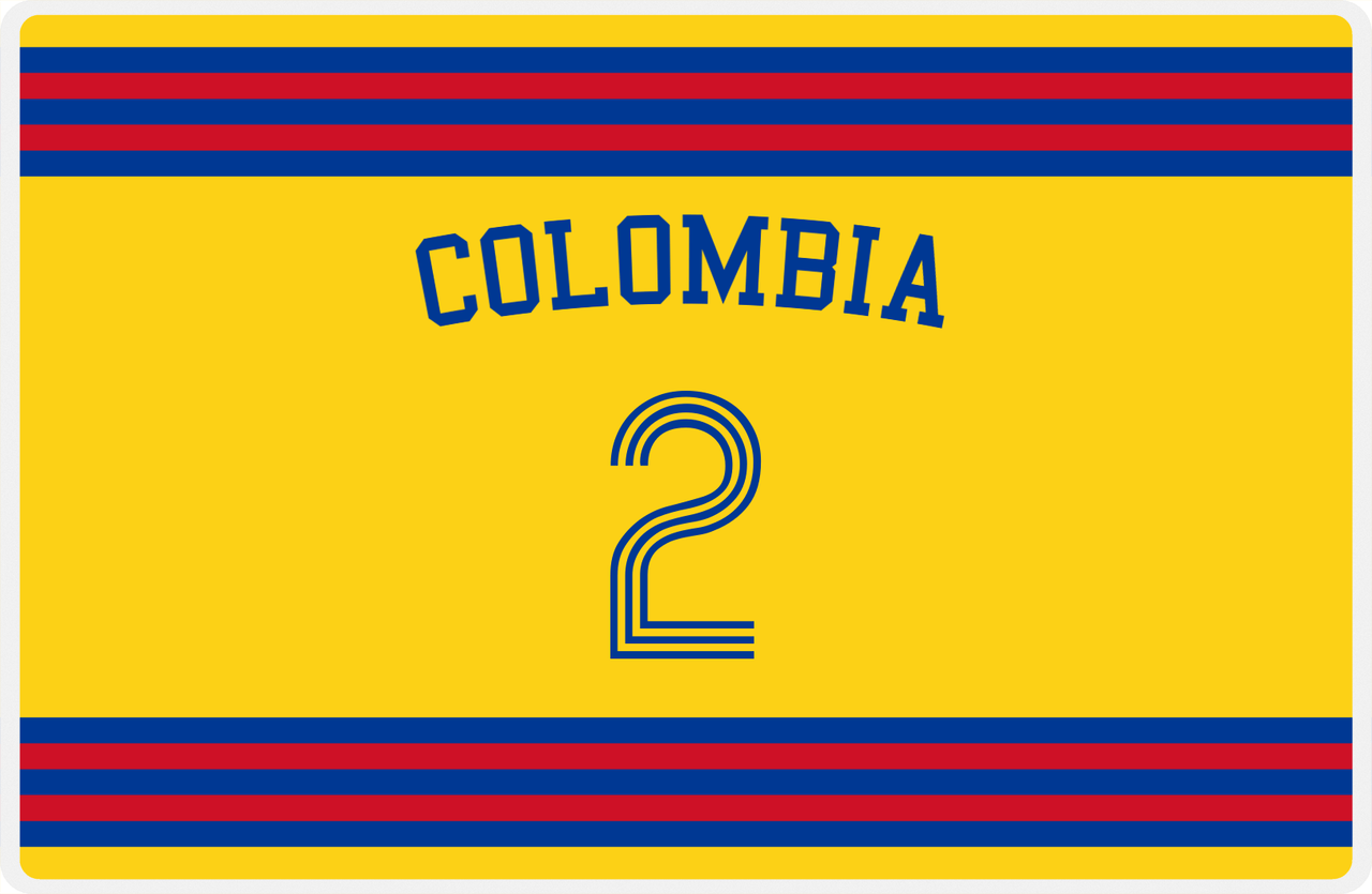 Personalized Jersey Number Placemat - Arched Name - Colombia - Double Stripe -  View