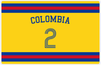 Thumbnail for Personalized Jersey Number Placemat - Arched Name - Colombia - Single Stripe -  View