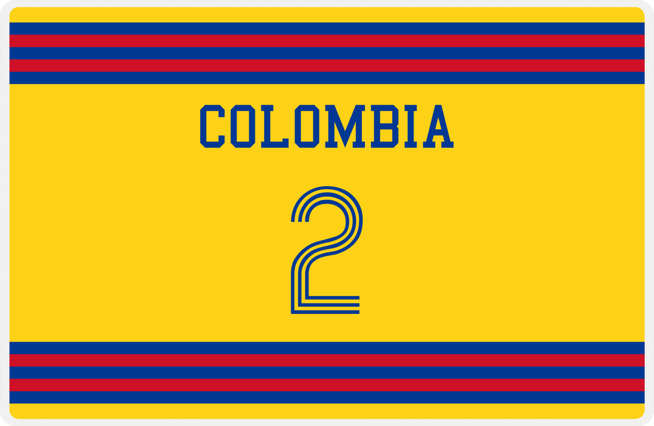 Personalized Jersey Number Placemat - Colombia - Double Stripe -  View