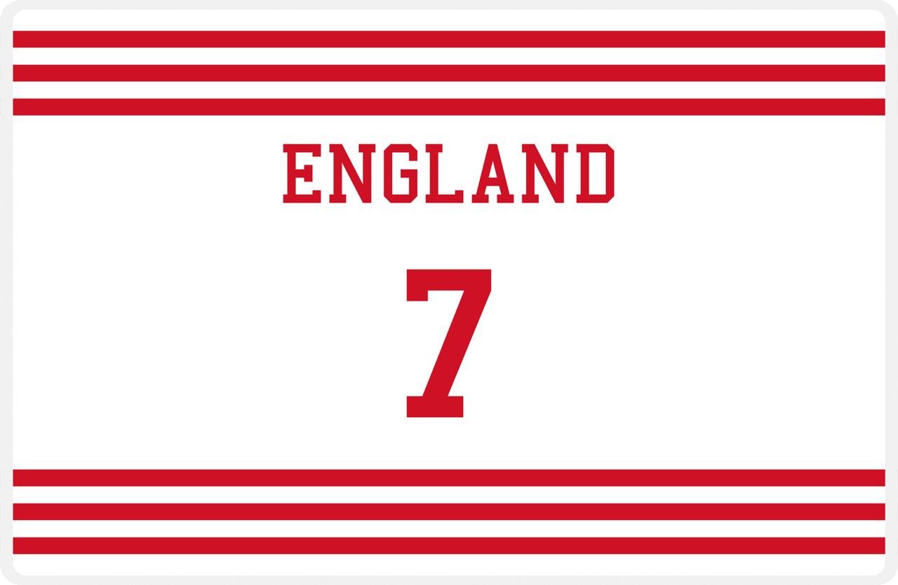 Personalized Jersey Number Placemat - England - Double Stripe -  View