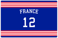 Thumbnail for Personalized Jersey Number Placemat - Arched Name - France - Triple Stripe -  View