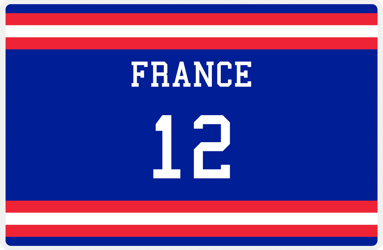 Personalized Jersey Number Placemat - France - Single Stripe -  View