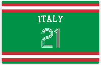 Thumbnail for Personalized Jersey Number Placemat - Arched Name - Italy - Single Stripe -  View