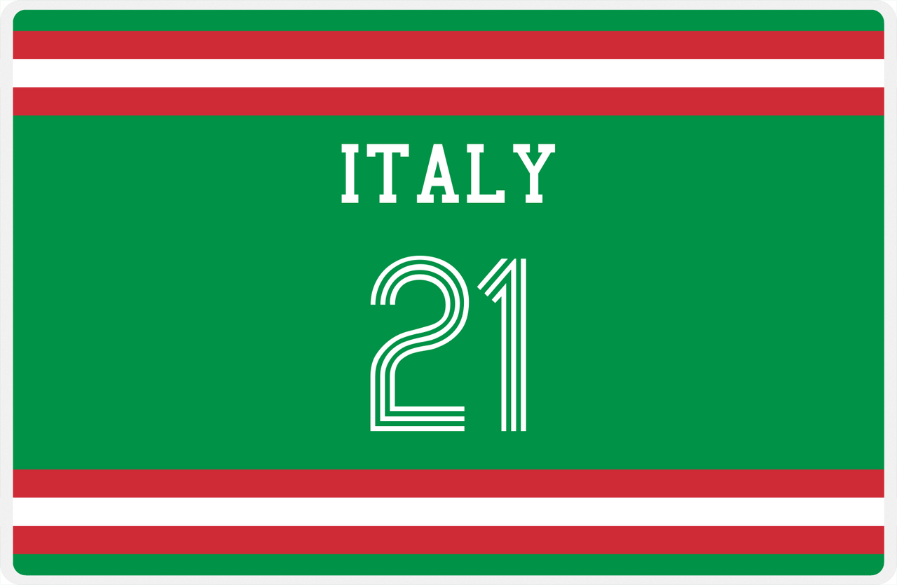 Personalized Jersey Number Placemat - Italy - Single Stripe -  View