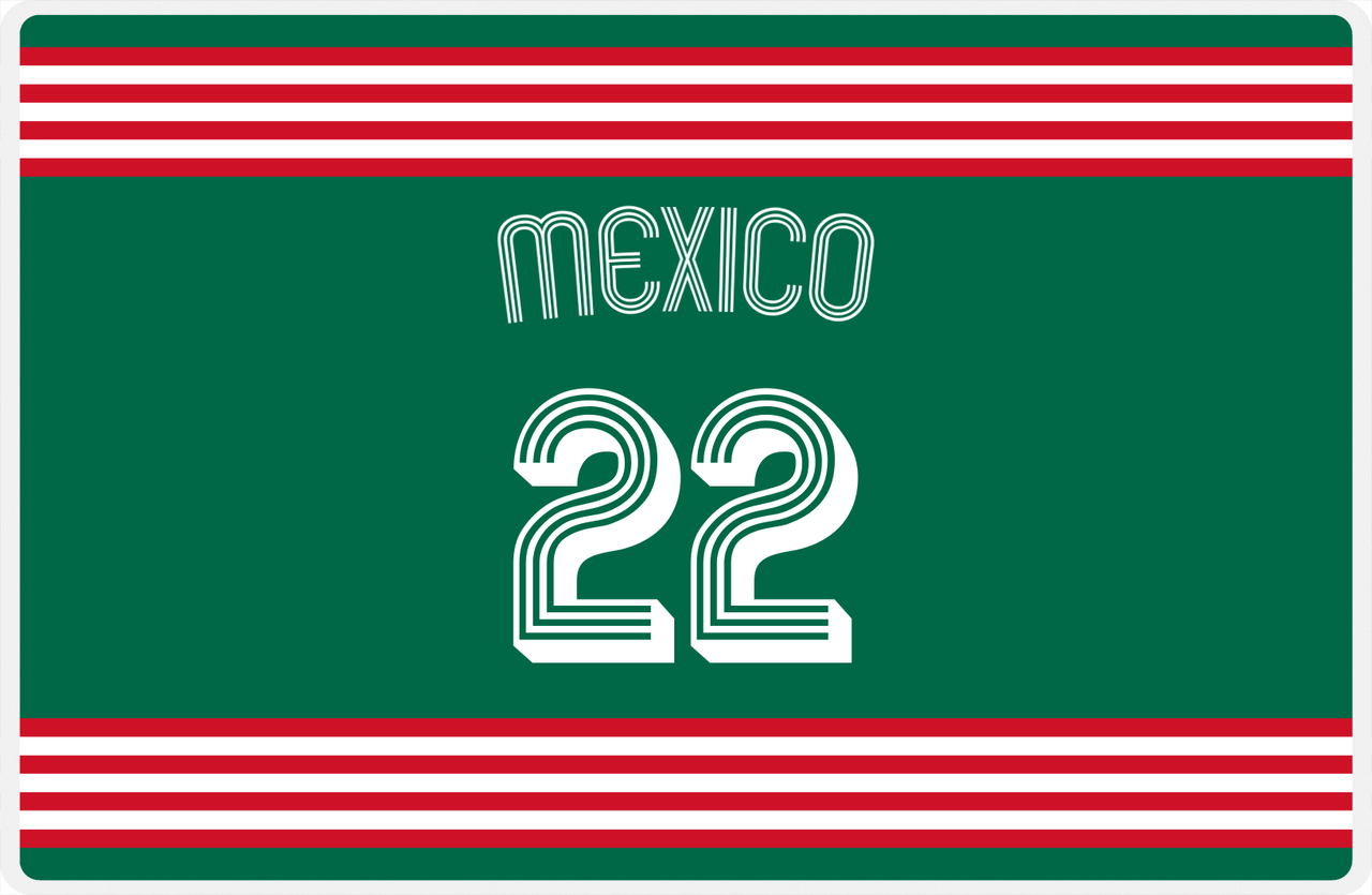 Personalized Jersey Number Placemat - Arched Name - Mexico - Triple Stripe -  View