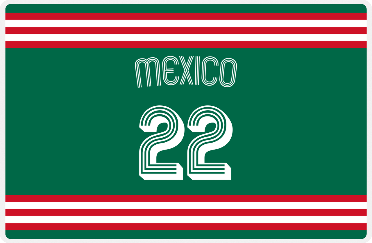 Personalized Jersey Number Placemat - Arched Name - Mexico - Double Stripe -  View