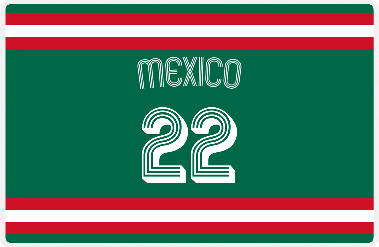 Personalized Jersey Number Placemat - Arched Name - Mexico - Single Stripe -  View