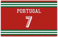 Thumbnail for Personalized Jersey Number Placemat - Portugal - Double Stripe -  View