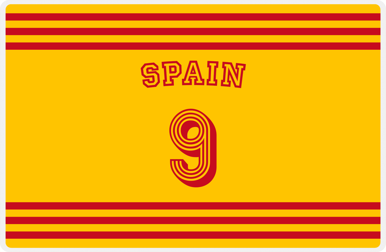 Personalized Jersey Number Placemat - Arched Name - Spain - Double Stripe -  View