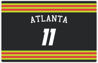 Thumbnail for Personalized Jersey Number Placemat - Arched Name - Atlanta - Double Stripe -  View