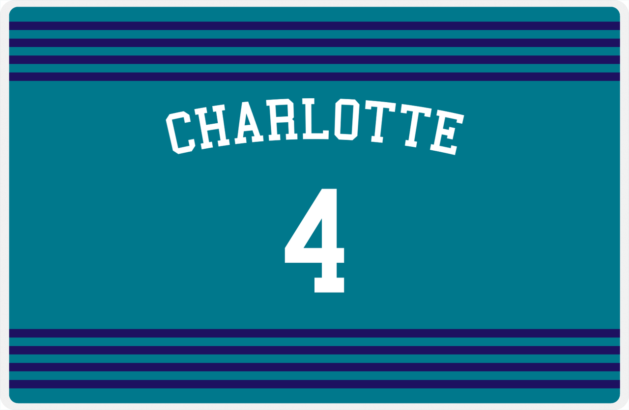 Personalized Jersey Number Placemat - Arched Name - Charlotte - Triple Stripe -  View