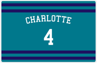 Thumbnail for Personalized Jersey Number Placemat - Arched Name - Charlotte - Single Stripe -  View