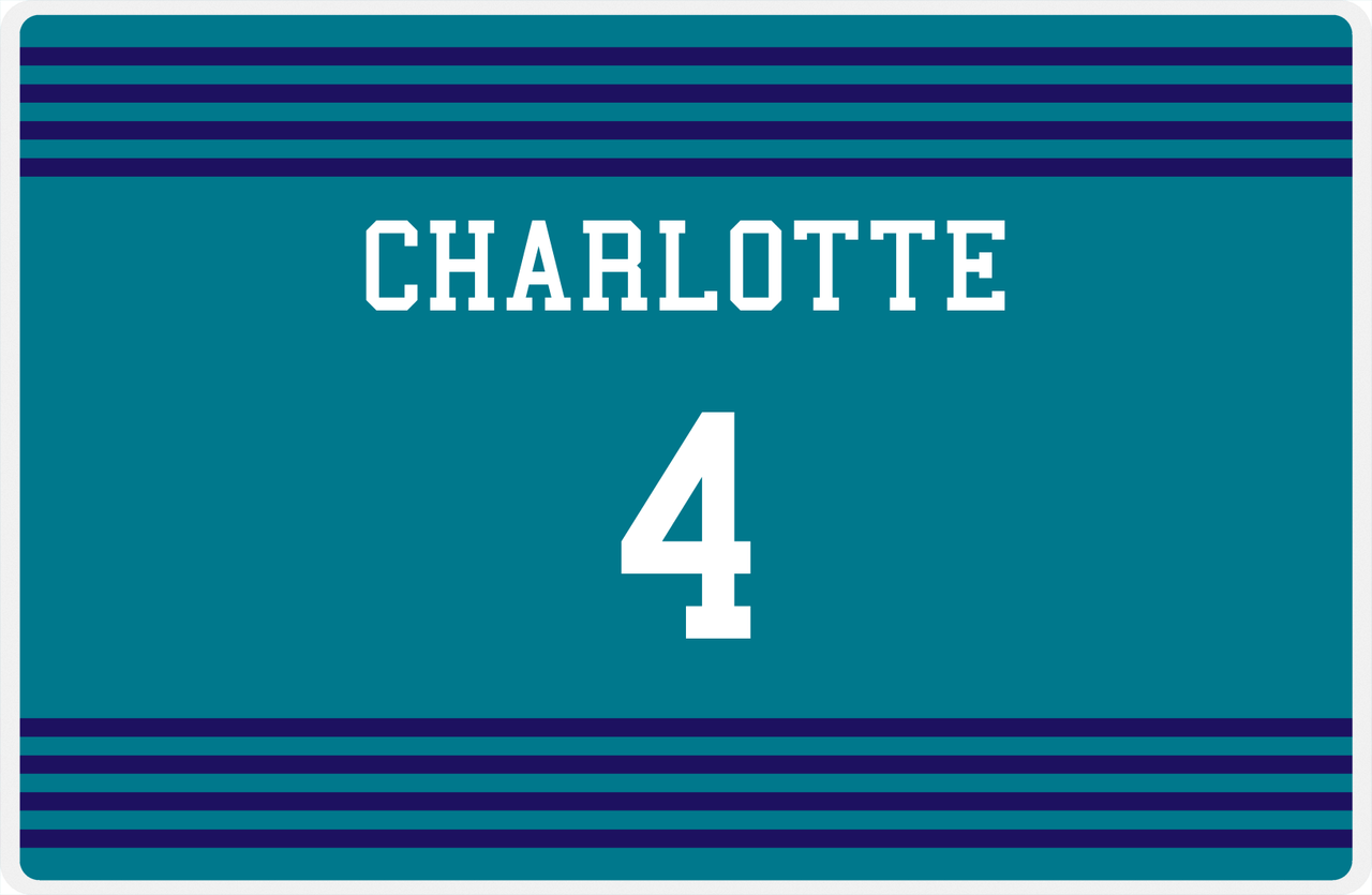 Personalized Jersey Number Placemat - Charlotte - Triple Stripe -  View