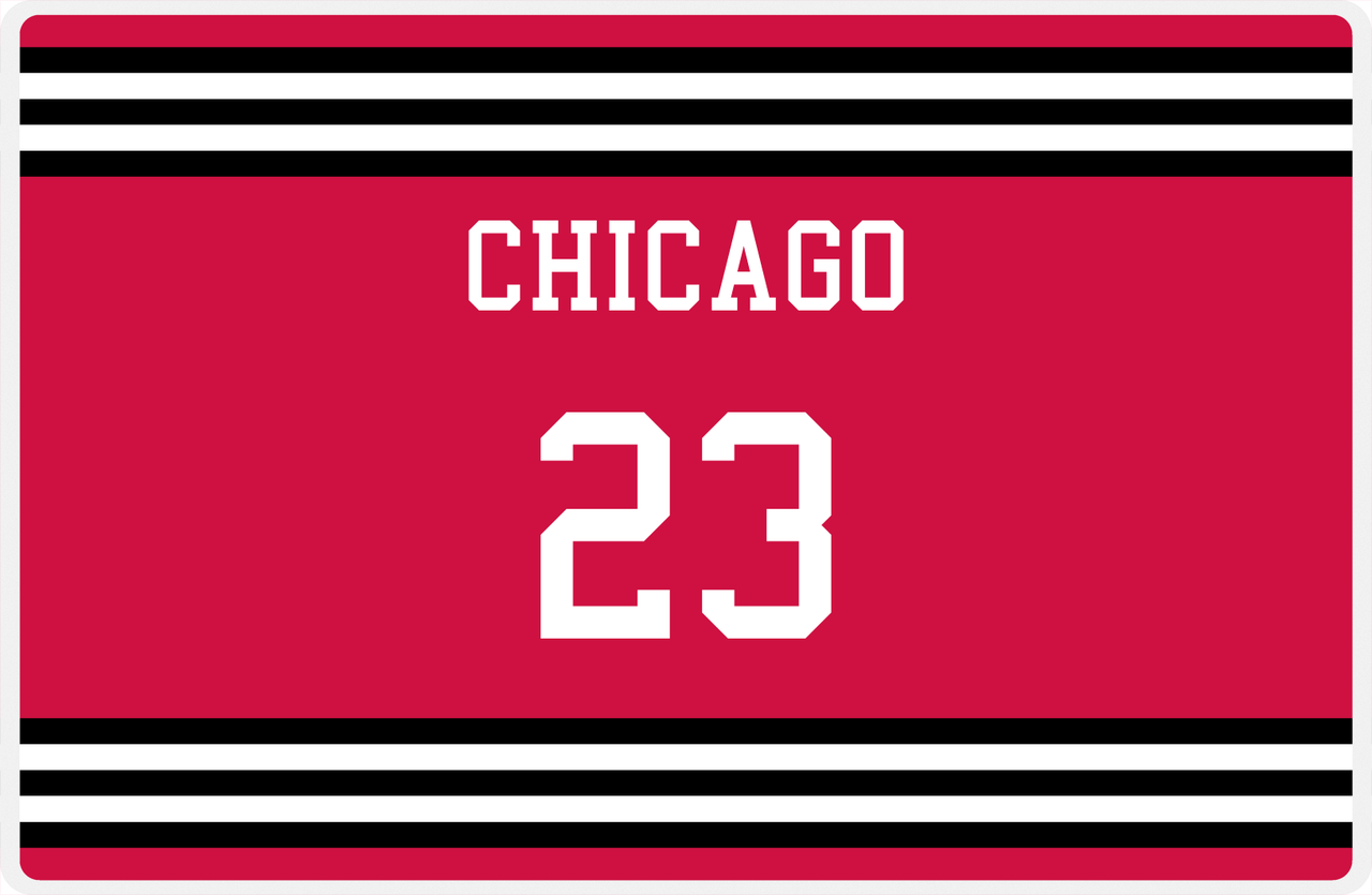 Personalized Jersey Number Placemat - Chicago - Double Stripe -  View
