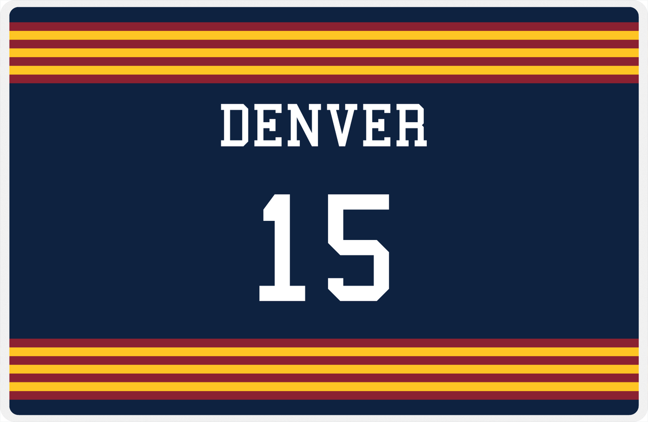 Personalized Jersey Number Placemat - Denver - Triple Stripe -  View