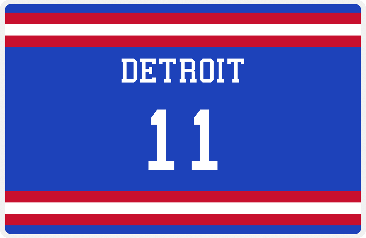 Personalized Jersey Number Placemat - Detroit - Single Stripe -  View