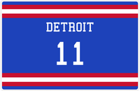 Thumbnail for Personalized Jersey Number Placemat - Detroit - Single Stripe -  View