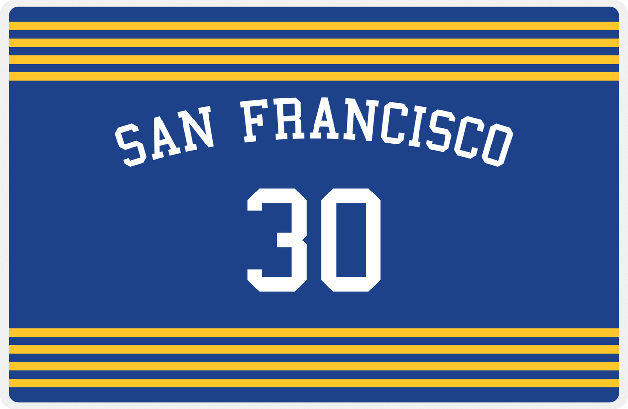 Personalized Jersey Number Placemat - Arched Name - San Francisco - Triple Stripe -  View