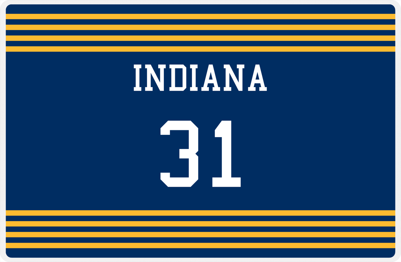 Personalized Jersey Number Placemat - Indiana - Triple Stripe -  View
