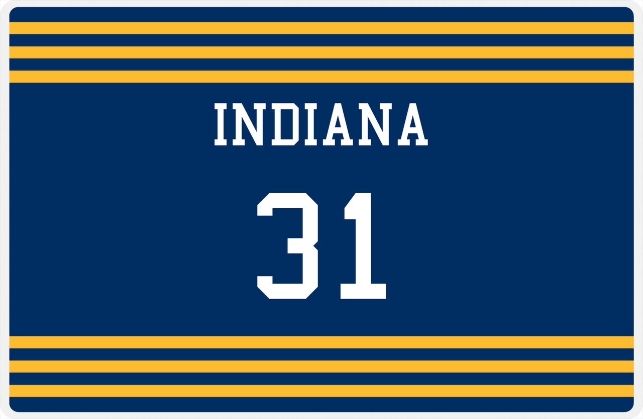 Personalized Jersey Number Placemat - Indiana - Double Stripe -  View