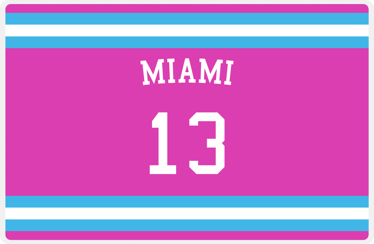 Personalized Jersey Number Placemat - Arched Name - Miami - Single Stripe -  View