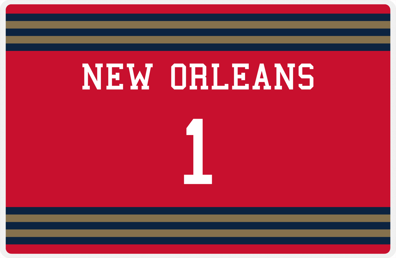Personalized Jersey Number Placemat - New Orleans - Double Stripe -  View