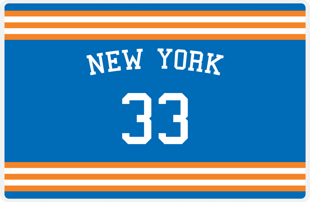 Personalized Jersey Number Placemat - Arched Name - New York - Double Stripe -  View