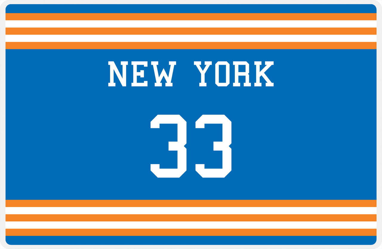 Personalized Jersey Number Placemat - New York - Double Stripe -  View