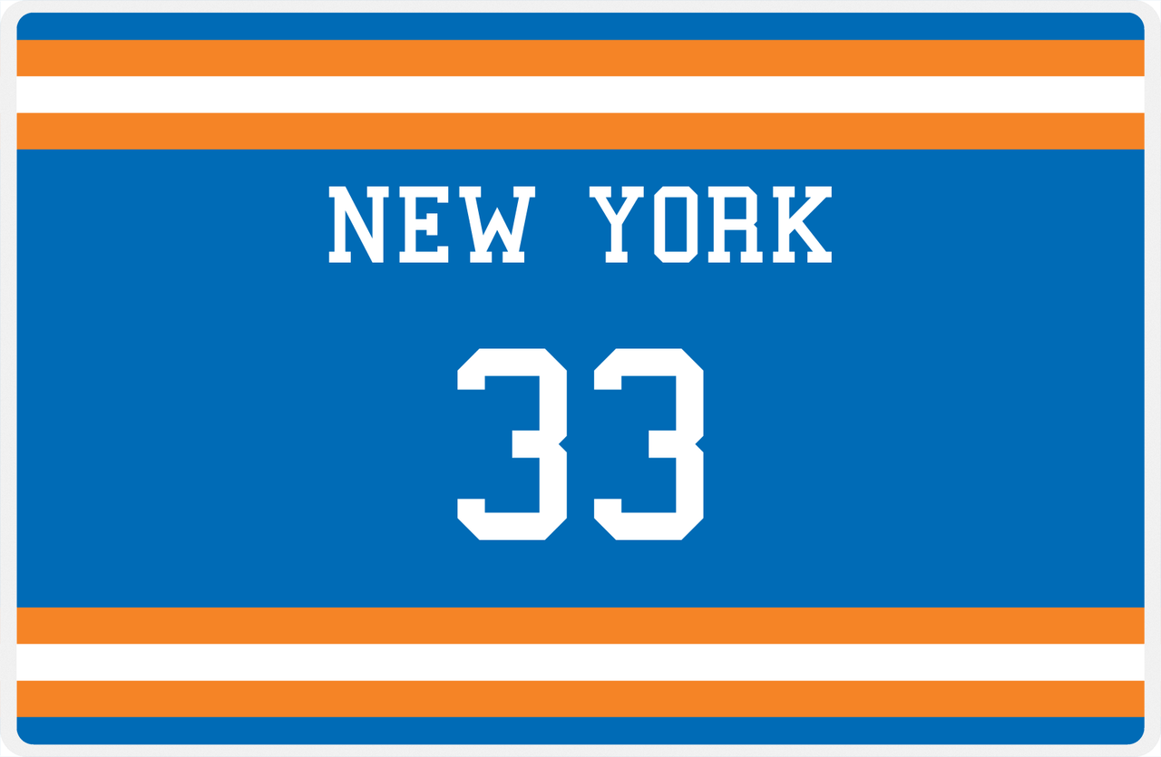Personalized Jersey Number Placemat - New York - Single Stripe -  View