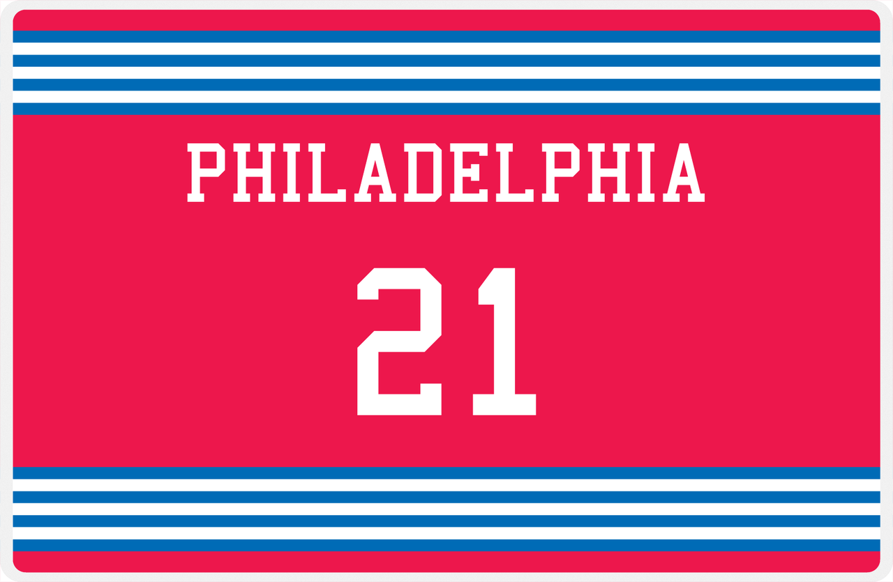 Personalized Jersey Number Placemat - Philadelphia - Triple Stripe -  View