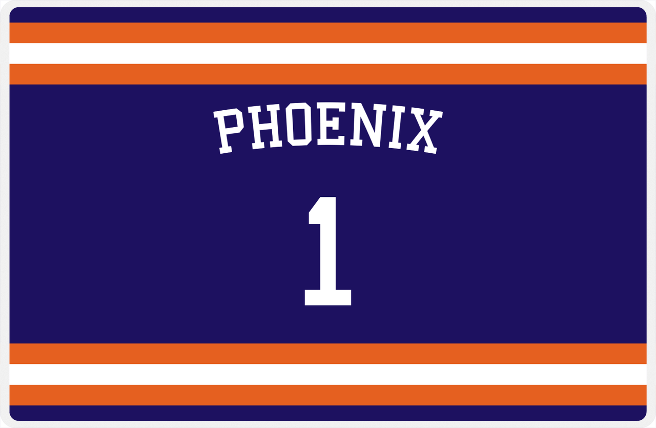 Personalized Jersey Number Placemat - Arched Name - Phoenix - Single Stripe -  View