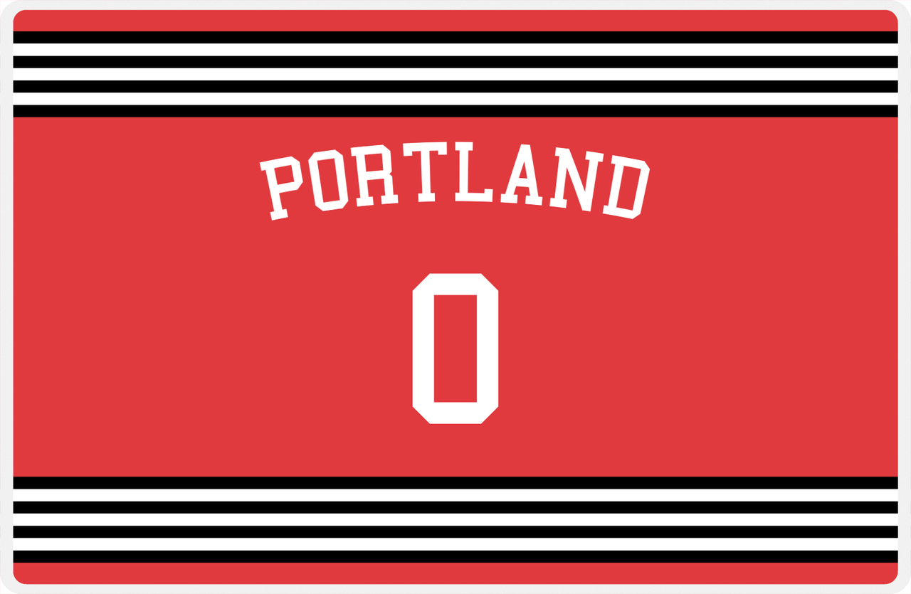 Personalized Jersey Number Placemat - Arched Name - Portland - Triple Stripe -  View