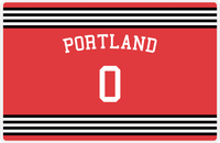 Thumbnail for Personalized Jersey Number Placemat - Arched Name - Portland - Triple Stripe -  View