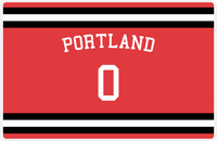 Thumbnail for Personalized Jersey Number Placemat - Arched Name - Portland - Single Stripe -  View
