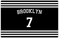 Thumbnail for Personalized Jersey Number Placemat - Arched Name - Brooklyn - Double Stripe -  View
